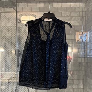 Coach Navy Star Sleeveless Blouse